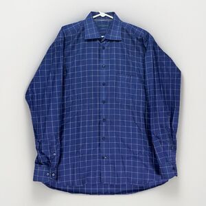 Lipson Classic  Mens 16.5  Blue Long Sleeve Shirt Made‎ in Canada Large